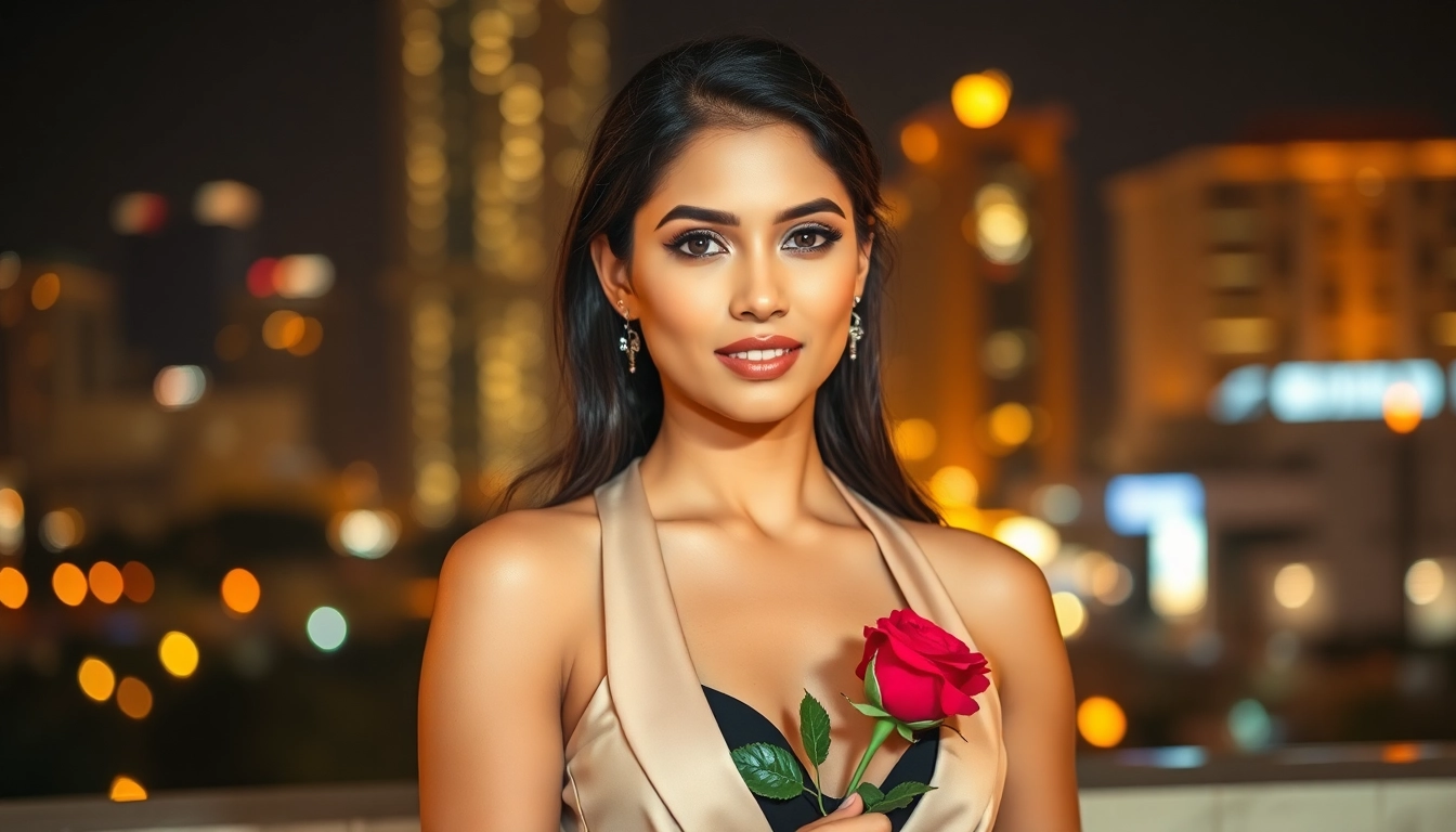 Refined Bangalore Escort Service image showcasing an elegant woman in upscale attire with cityscape backdrop, emphasizing luxury and discretion.