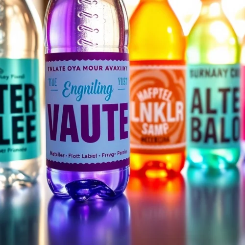 High-quality custom water bottle labels displaying personalized designs, ideal for events and marketing, showcasing waterproof features and vibrant colors for high visibility.