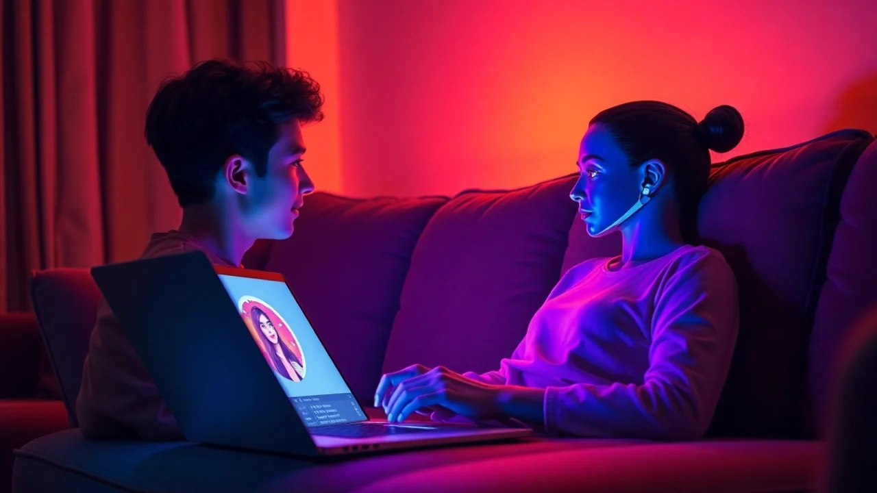 An intimate chat interaction between a user and an AI chatbot.