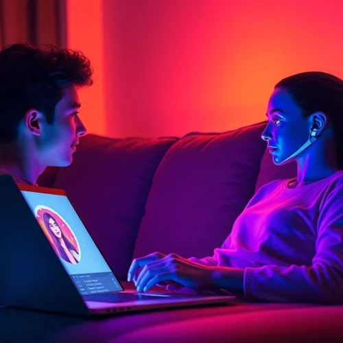 An intimate chat interaction between a user and an AI chatbot.