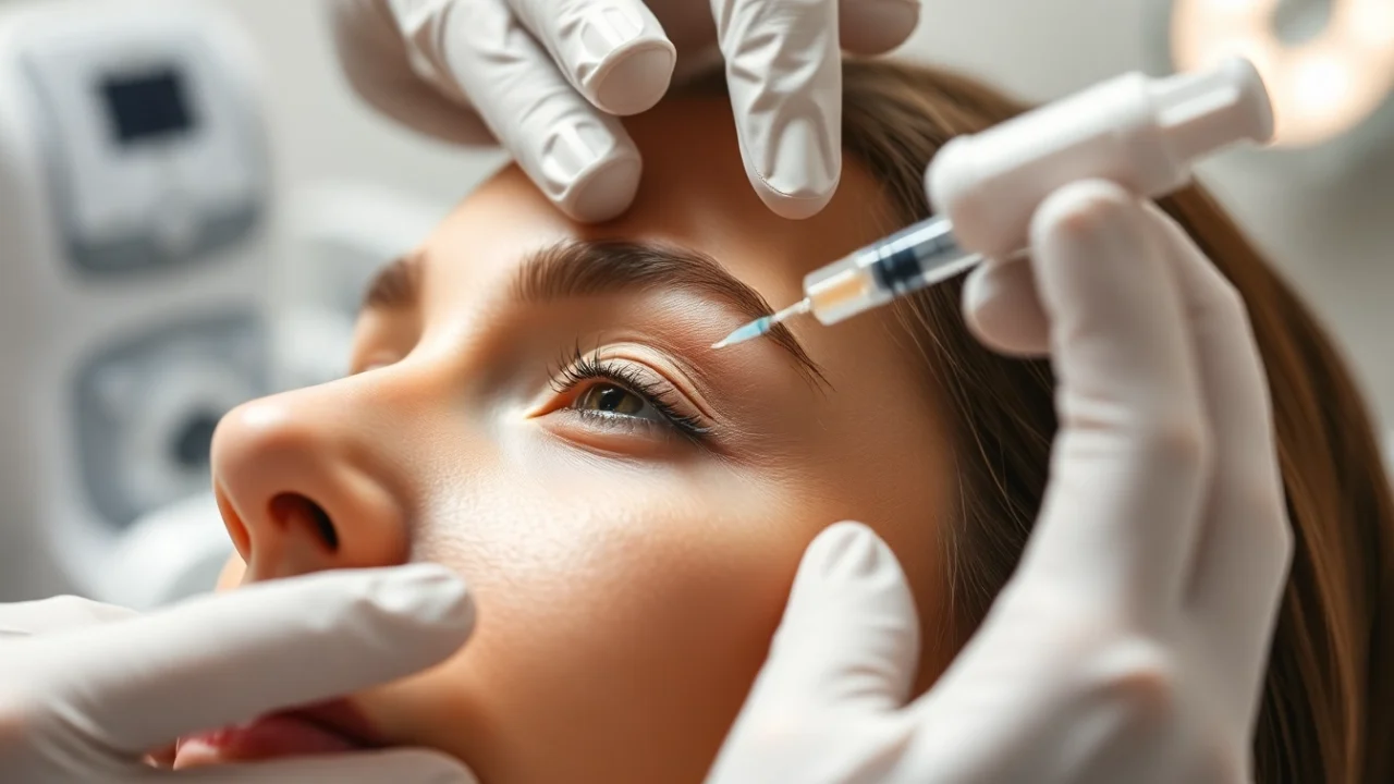 Professional administering a Botox Behandlung injection to smooth facial wrinkles effectively.