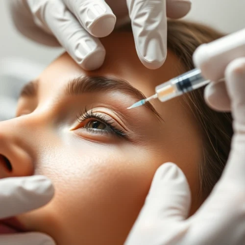 Professional administering a Botox Behandlung injection to smooth facial wrinkles effectively.