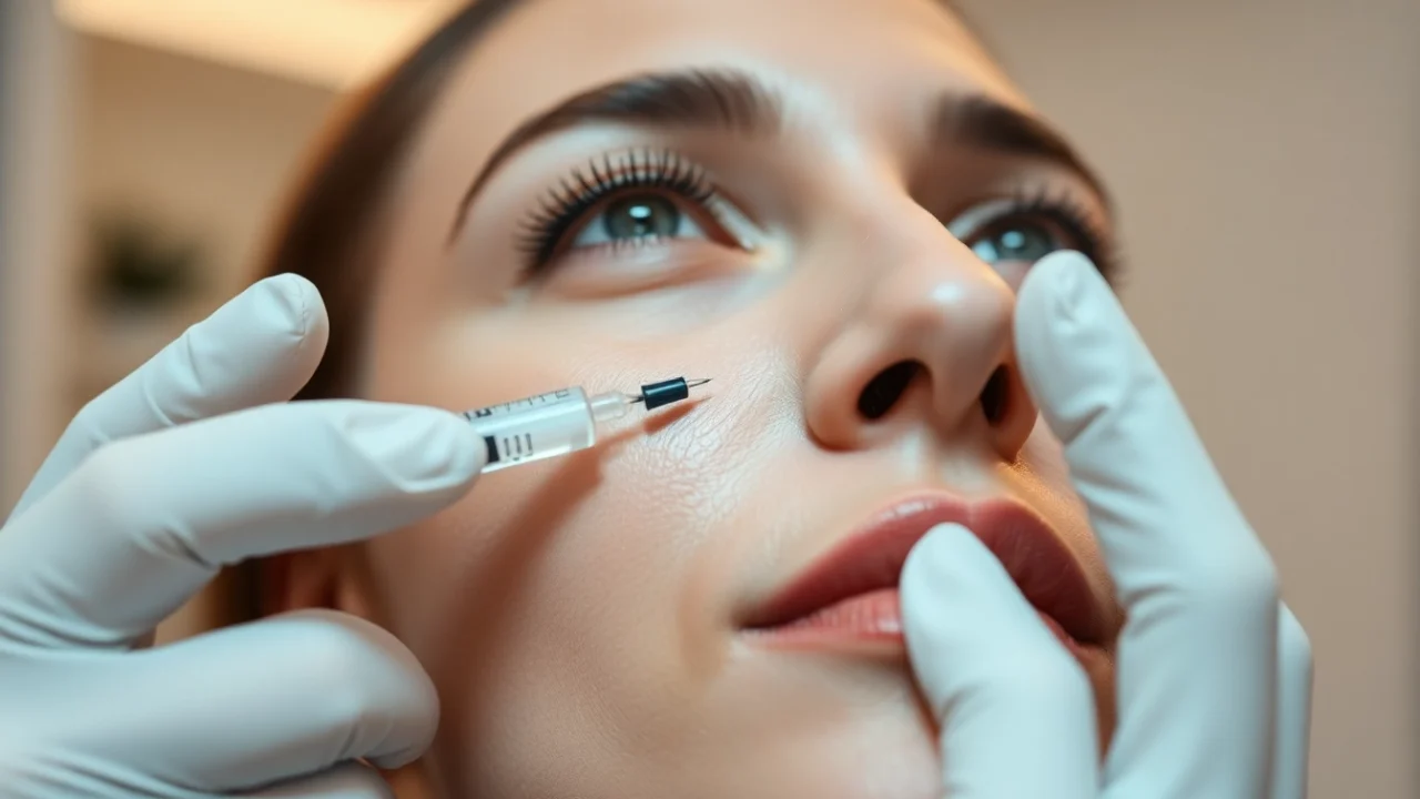Botox Behandlung: Professional injection of Botox in a clinical setting for youthful skin enhancement.