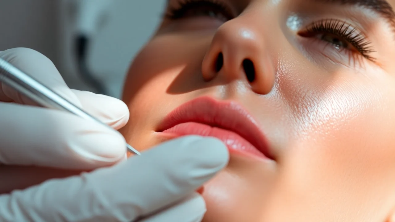 Fadenlifting Zürich: A skilled specialist inserts PDO threads for natural facial rejuvenation, emphasizing safety and precision.