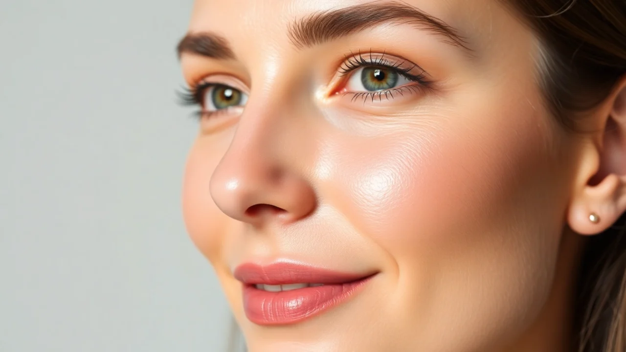 Fadenlifting Zürich: Woman with youthful, smooth skin showcasing natural facial enhancement after treatment.
