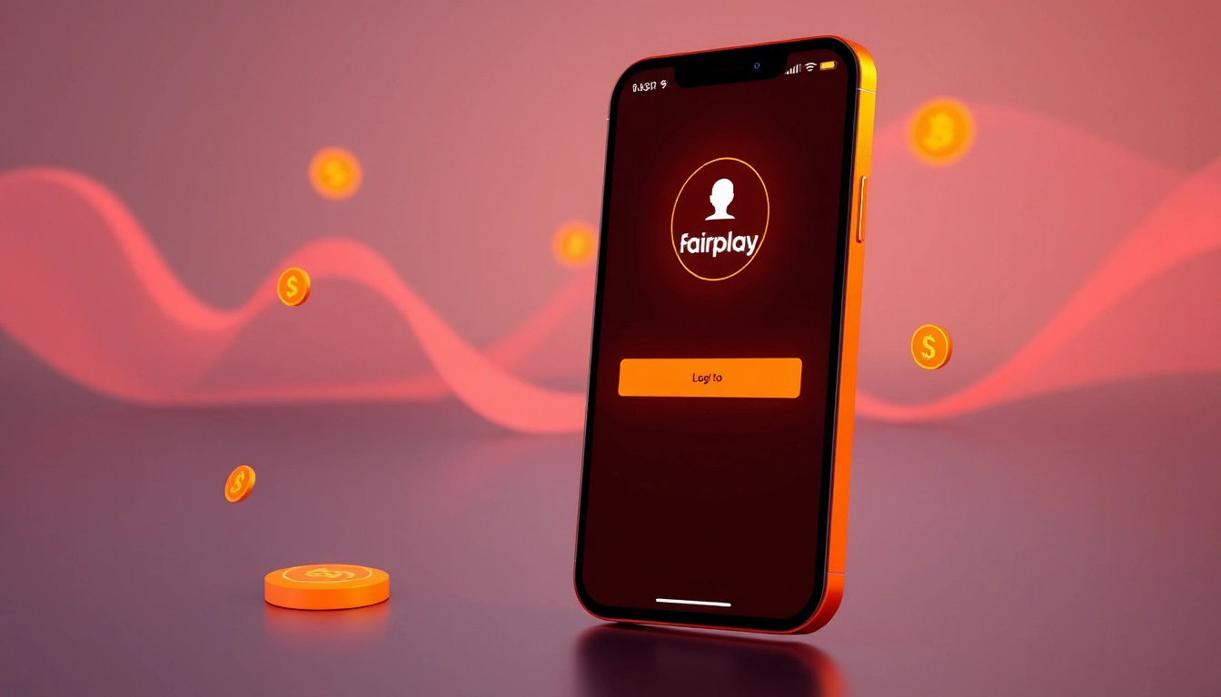 Fairplay login page with vibrant orange and black colors, showing a user entering their credentials for seamless sports betting access.