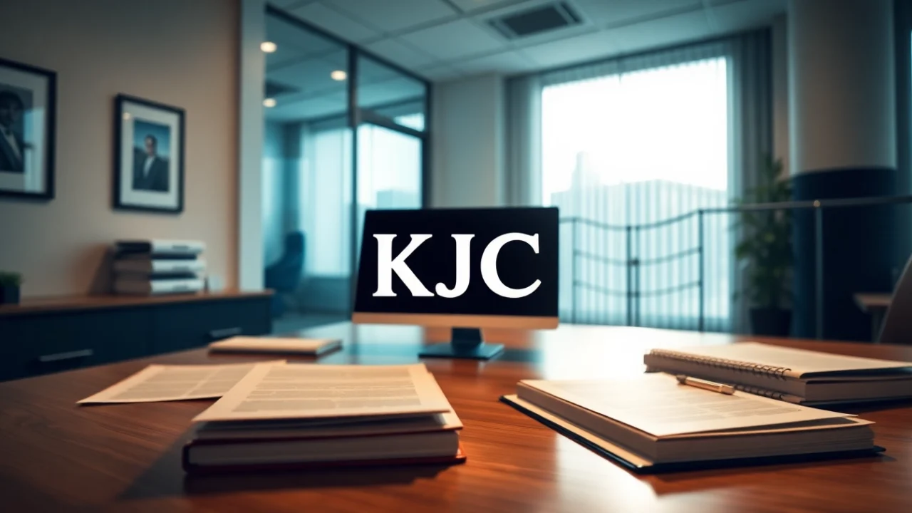 Legal professionals collaborating at KJC with legal forms and digital tools, emphasizing trust