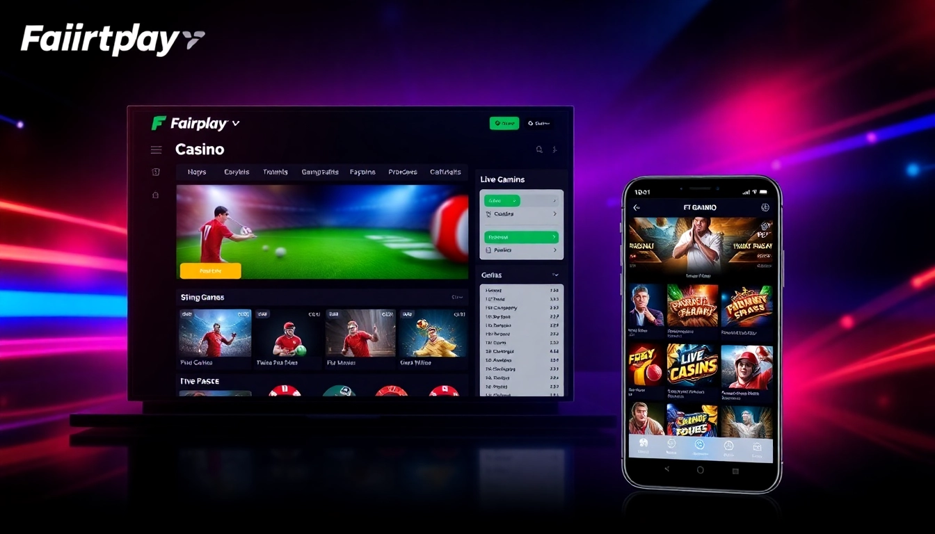 Fairplay online betting platform with sports and casino game visuals, emphasizing trust and excitement for Indian players.