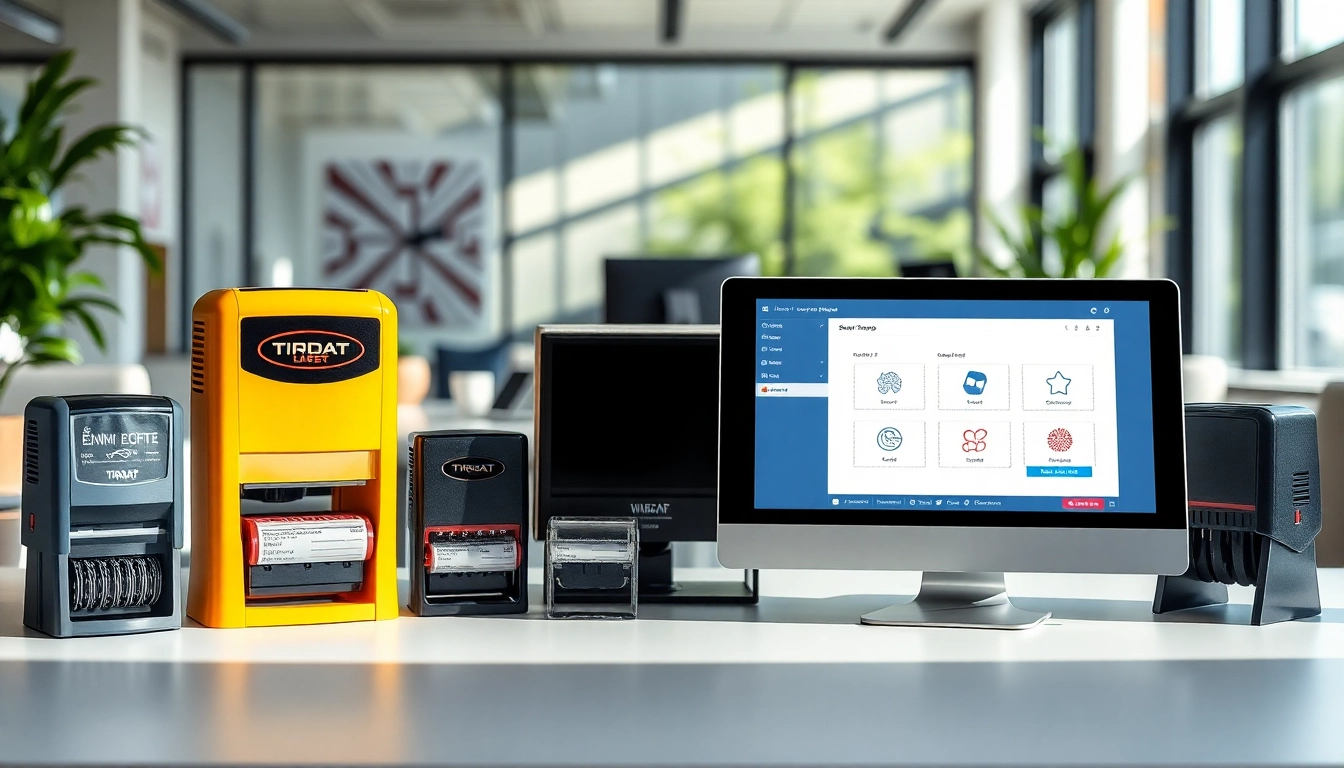 Engage with custom pieczątki firmowe in a bright office environment showcasing quality ink stamps from Trodat, Colop, and Wagraf.