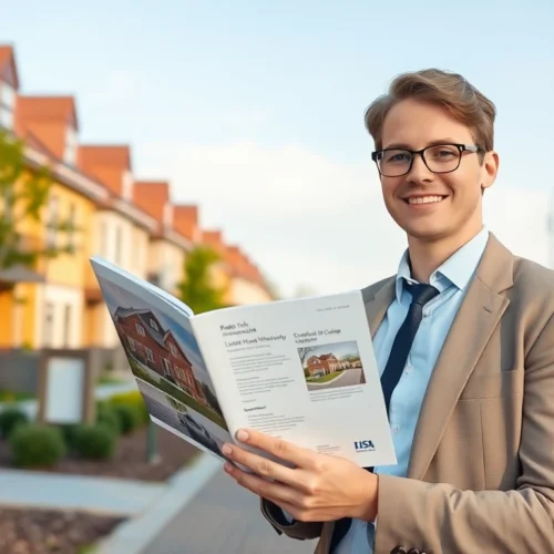 Immobilienmakler Grevenbroich präsentiert erfolgreiches Haus im charmanten Stadtteil, professionell beim Kunden vor Ort.