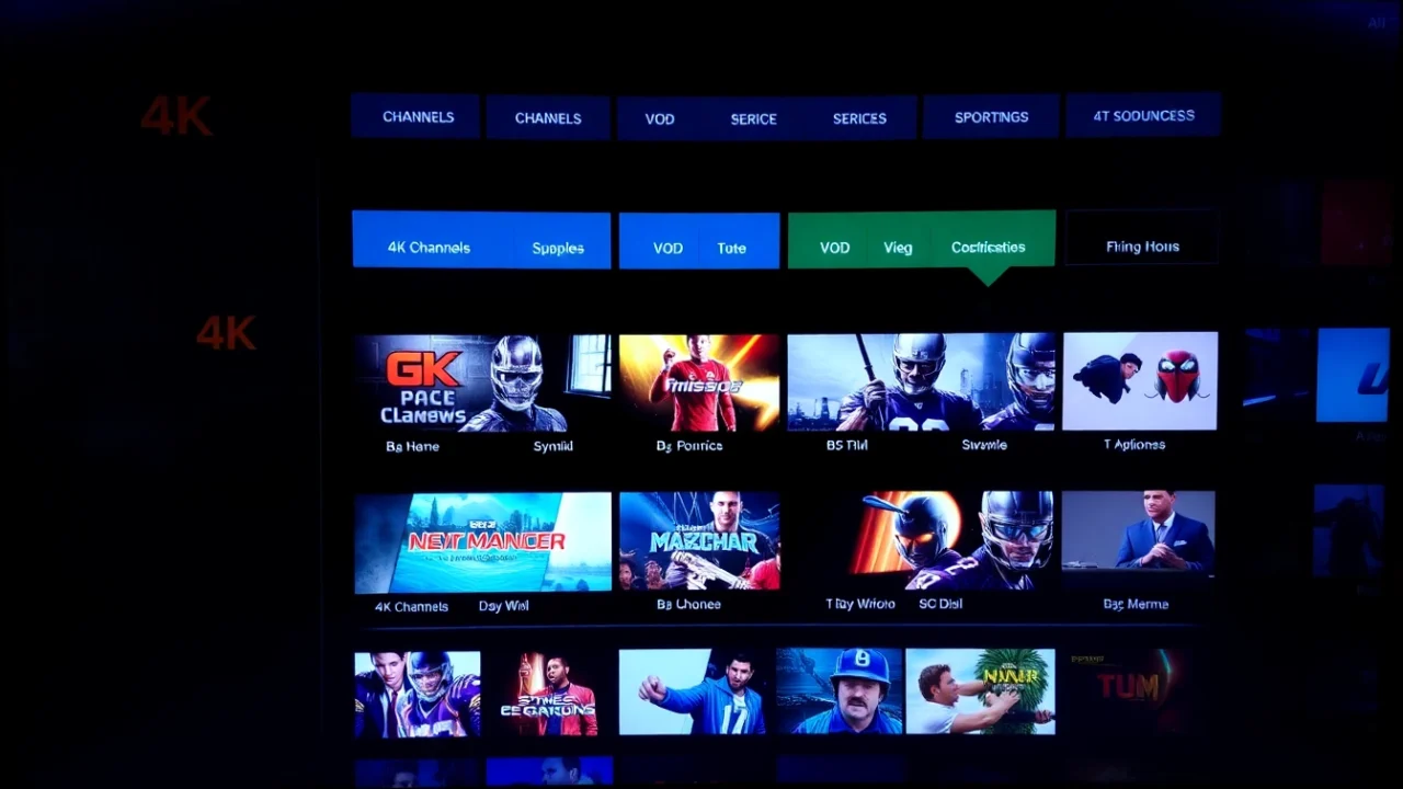 Efficient interface of Atlas Pro OnTV showcasing live channels and on-demand movies for effortless streaming access.