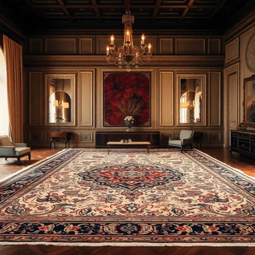 High-quality Tappeto persiano Milano being showcased in a stylish Milanese living room,