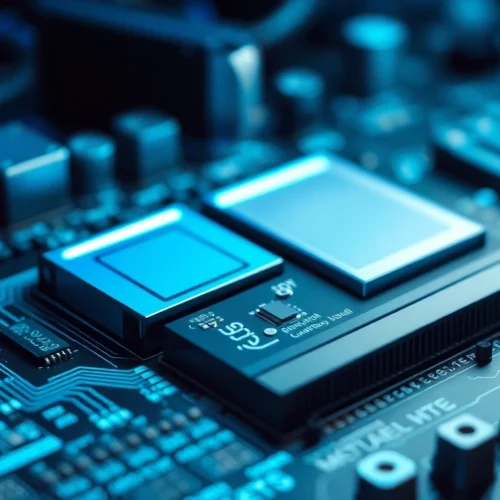 Detailed view of a componente server motherboard with labeled CPU, RAM, and storage devices for