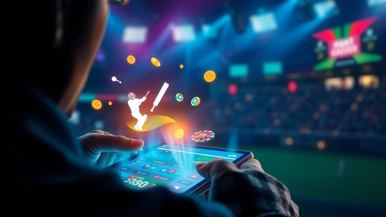 Engaging image of a user placing bets on Cricbet99 club platform on mobile device, capturing
