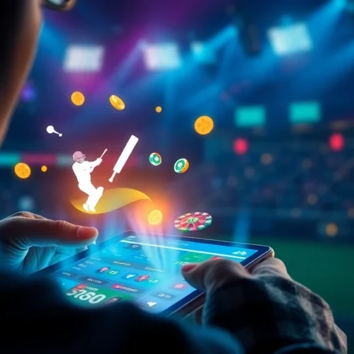 Engaging image of a user placing bets on Cricbet99 club platform on mobile device, capturing