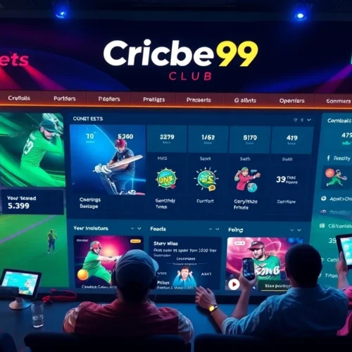 This Cricbet99 club betting platform displays live cricket scores and user dashboard,