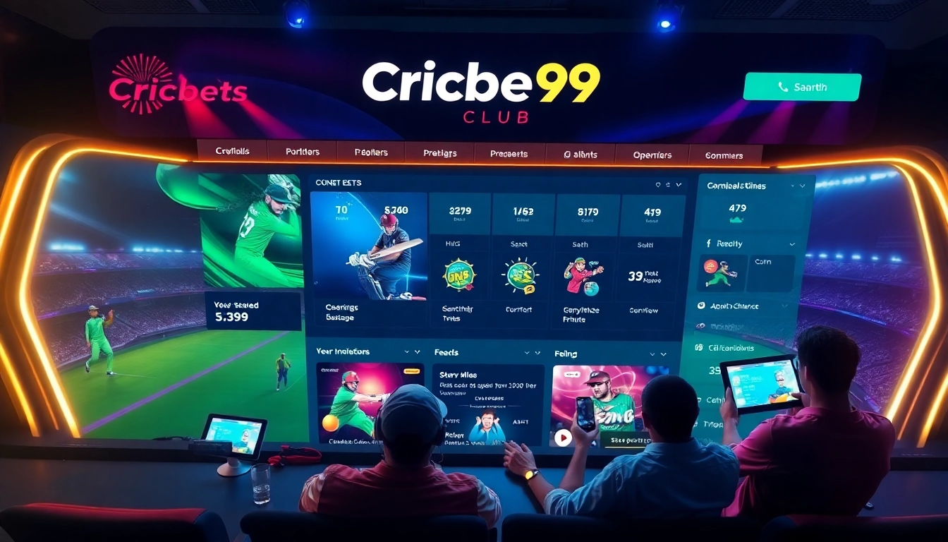 This Cricbet99 club betting platform displays live cricket scores and user dashboard,