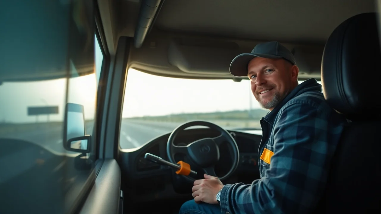 Truckers sharing honest trucker reviews during a rest stop to help fellow drivers make informed