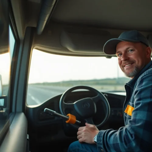 Truckers sharing honest trucker reviews during a rest stop to help fellow drivers make informed