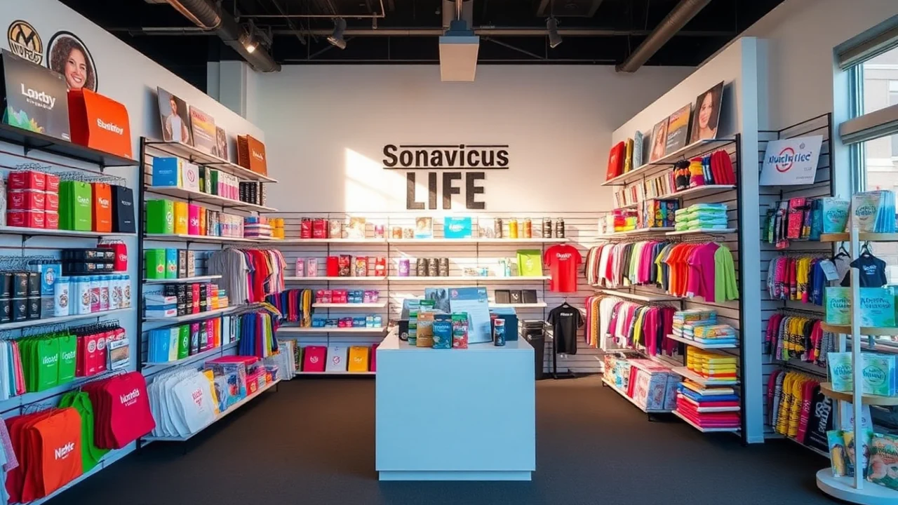 Visual of promotional products in Louisville displayed attractively for business branding and