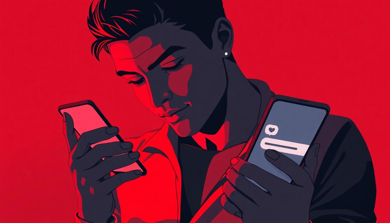 Engaging illustration of someone sending annonces sexe messages on a smartphone, emphasizing