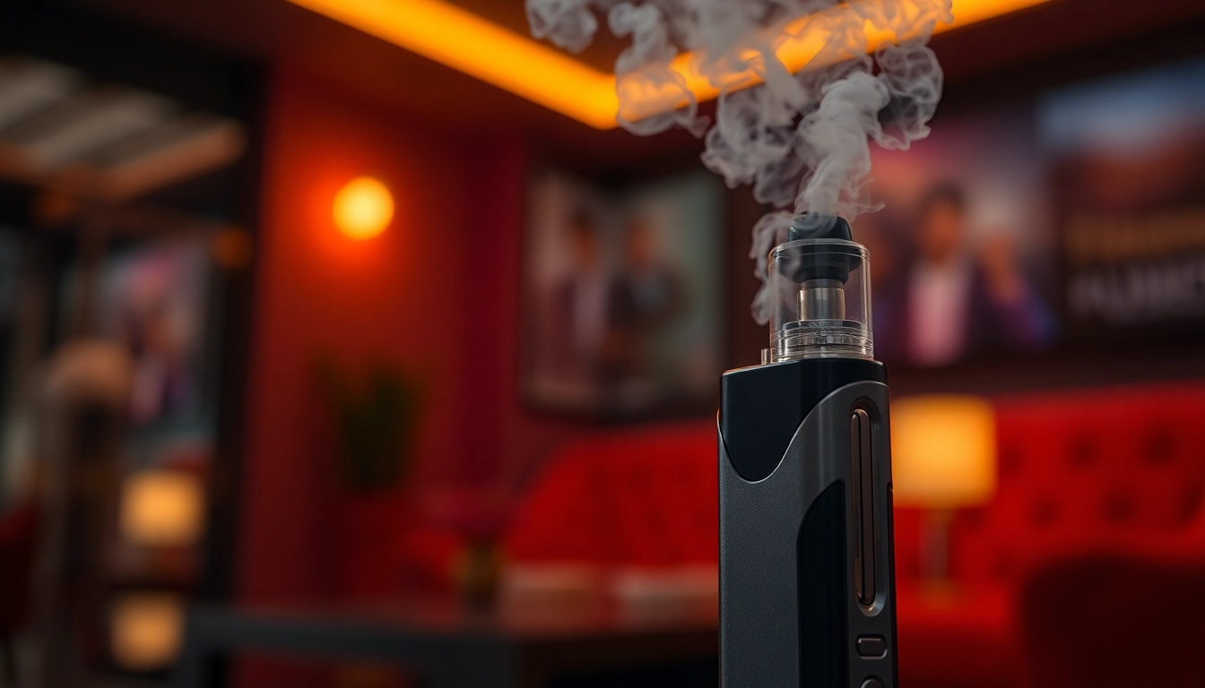 This E-Zigarette device showcases sleek design and vapor clouds, highlighting modern vaping