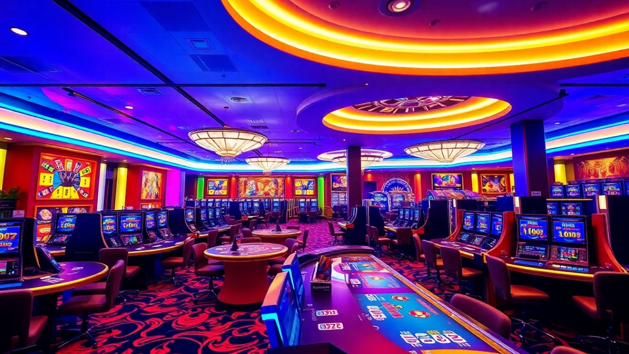 Engaging scene of professional live dealers at trusted casino siteleri with vibrant colors and