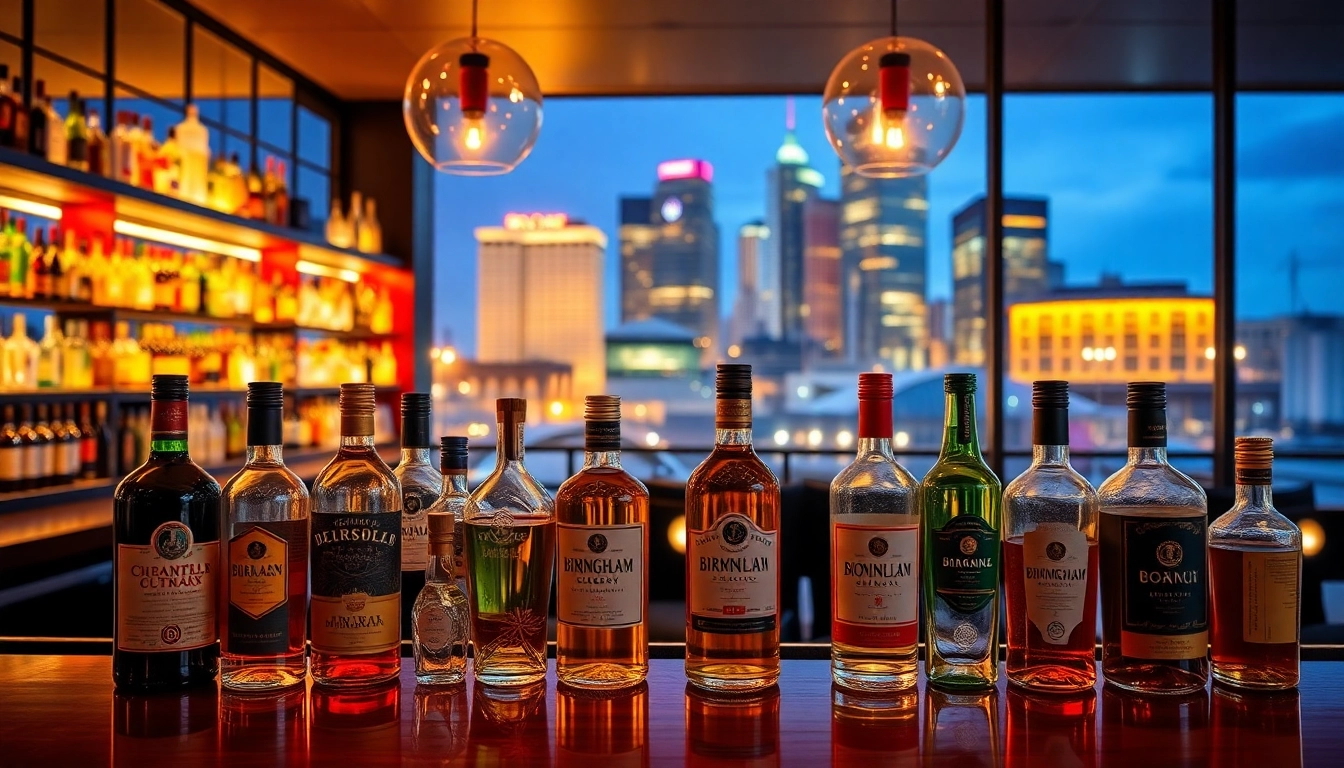 Visually appealing display of premium Liqors Birmingham with colorful bottles and stylish