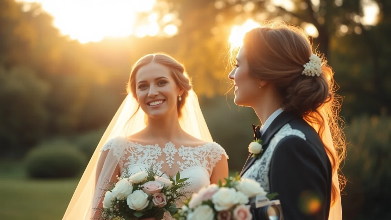 Experienced eskuvoi fotos capturing a couple's candid moment outdoors during sunset, creating
